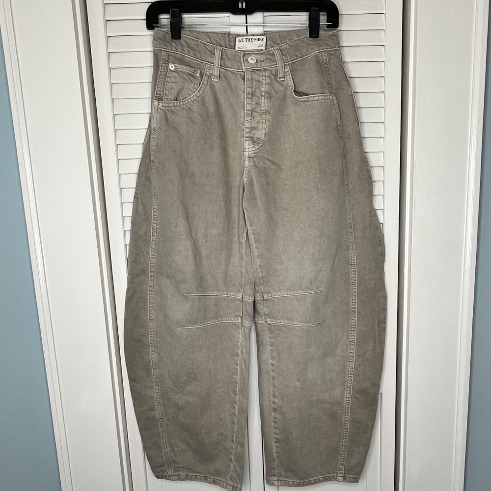 We The Free Gray Green Barrel Leg Jeans Size 25